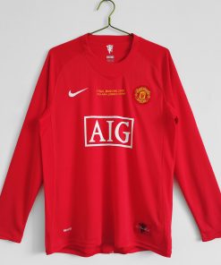 Manchester United Long Sleeve 2007-08 Home Champions Vintage Jersey