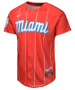 Alternative view of Jazz Chisholm Jr. Miami Marlins Nike Youth City Connect Limited Player Jersey - Red