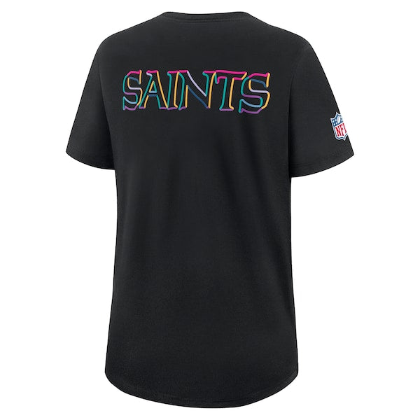 New Orleans Saints Nike Women's 2025 NFL Crucial Catch Tri-Blend Dri-FIT T-Shirt - Black - Image 3