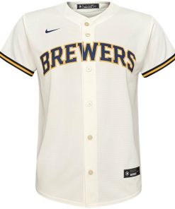 Alternative view of Milwaukee Brewers Nike Youth Home Replica Team Jersey - Cream