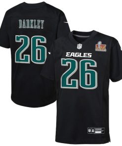 Saquon Barkley Philadelphia Eagles Nike Preschool Super Bowl LIX Patch Fashion Game Player Jersey - Carbon Black