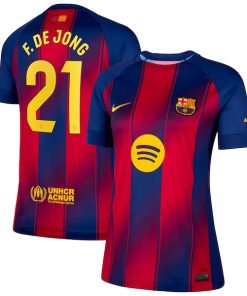 Frenkie de Jong Barcelona Nike Women's 2025/26 Home Replica Jersey - Navy/Gold