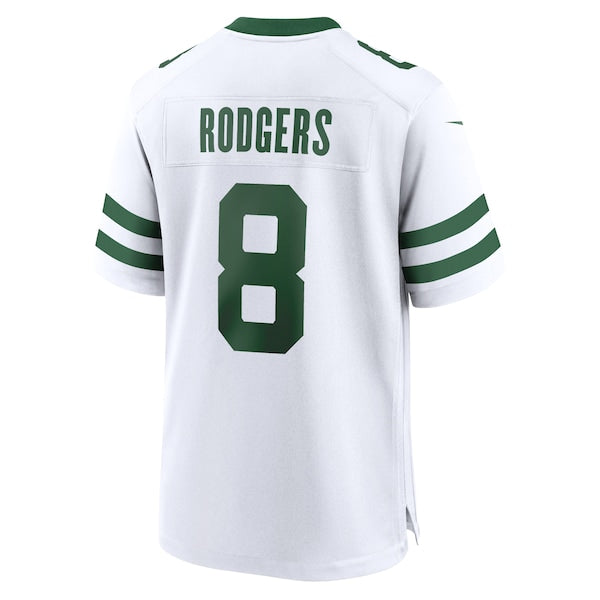 Aaron Rodgers New York Jets Nike Legacy Player Game Jersey - White/Black/Green - Image 3