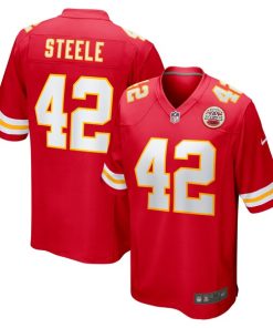 Alternative view of Carson Steele Kansas City Chiefs Nike  Game Jersey -  Red