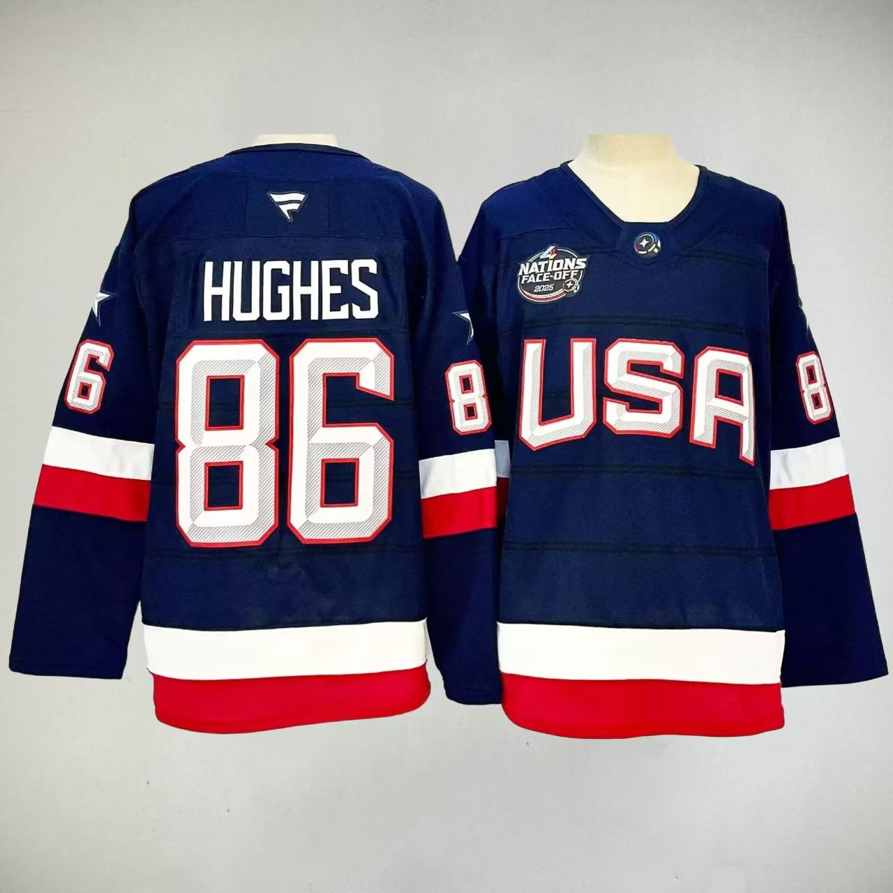 Jack Hughes Team USA 2025 4 Nations Face-Off Jersey - Navy Blue