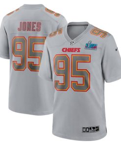 Chris Jones Kansas City Chiefs Nike Super Bowl LVII Patch Atmosphere Fashion Game Jersey - Gray