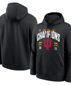 Indiana Hoosiers College Football Playoff 2025 National Champions Locker Room Replica Hoodie - Black