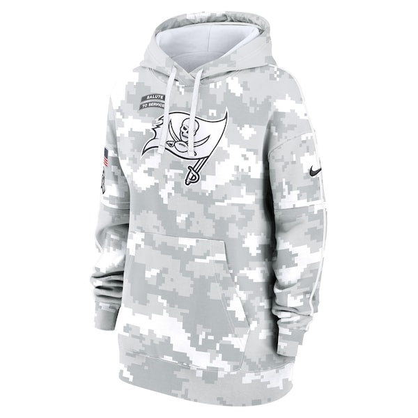 Tampa Bay Buccaneers Nike Women's 2024 Salute To Service Club Fleece Pullover Hoodie - Arctic Camo - Image 2