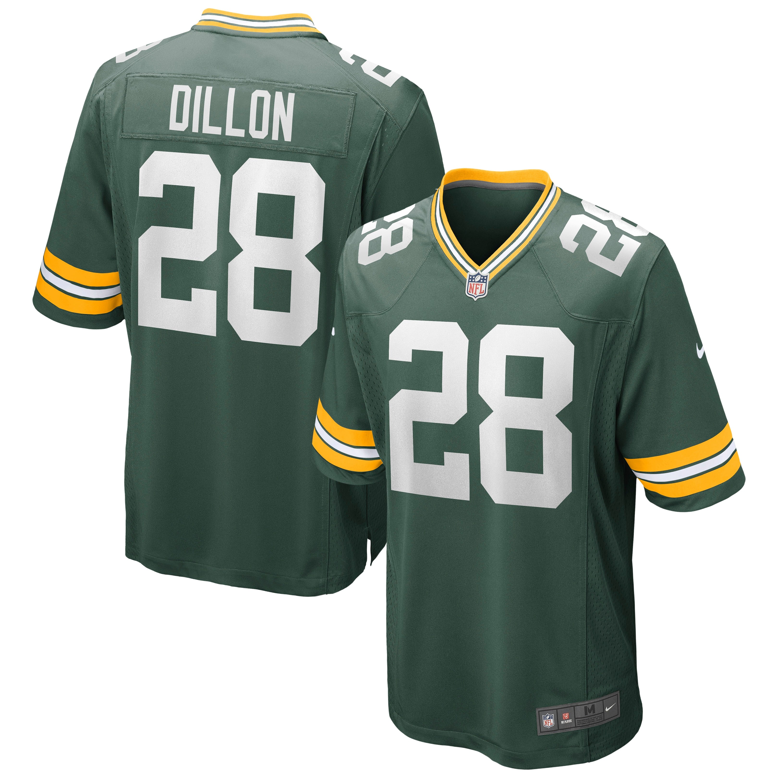 AJ Dillon Green Bay Packers Nike Game Player Jersey - White/Green - Image 3