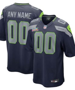 Alternative view of Men's Seattle Seahawks  Nike College Super Bowl LX Patch Custom Game Jersey- Navy/Gray/White