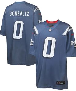 Christian Gonzalez New England Patriots Nike Youth 2025 Rivalries Collection Game Jersey - Storm Blue