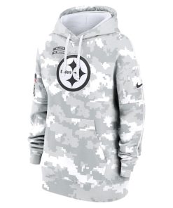 Alternative view of Pittsburgh Steelers Nike Women's 2024 Salute To Service Club Fleece Pullover Hoodie - Arctic Camo