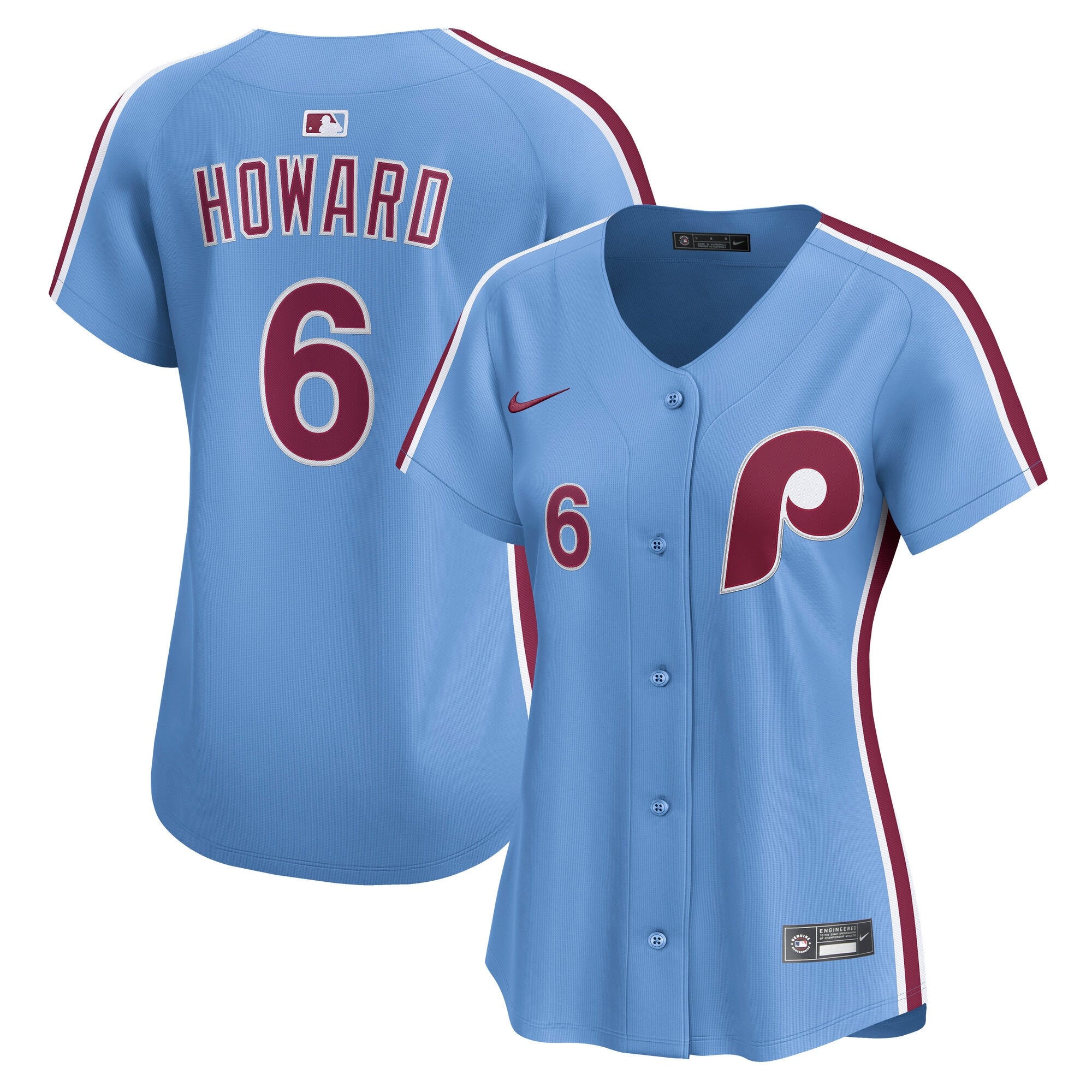 Ryan Howard Philadelphia Phillies Nike Women's Alternate 2 Limited Jersey?ยจC Cream/Light Blue/White - Image 9