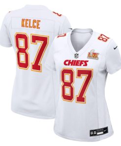 Travis Kelce Kansas City Chiefs Nike Women's Super Bowl LIX Fashion Game Jersey - Tundra White