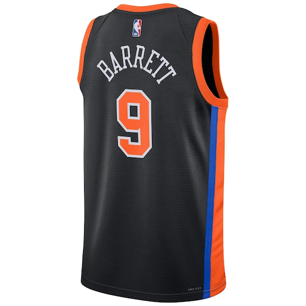 RJ Barrett New York Knicks Nike Unisex 2022/23 Swingman Jersey - City Edition - Black - Image 3