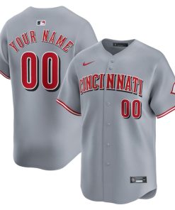 Cincinnati Reds Nike Away Limited Custom Jersey - Gray