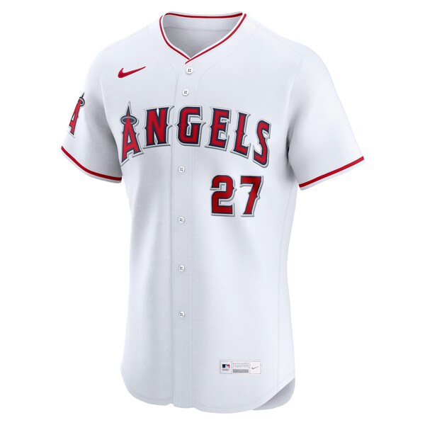 Mike Trout Los Angeles Angels Nike Home ElitePlayer Jersey - White/Red - Image 3