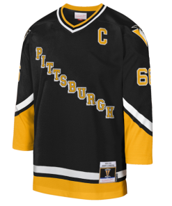 Alternative view of Mario Lemieux Pittsburgh Penguins  Youth 1992/93 Captain Patch Blue Line Player Jersey - Gold