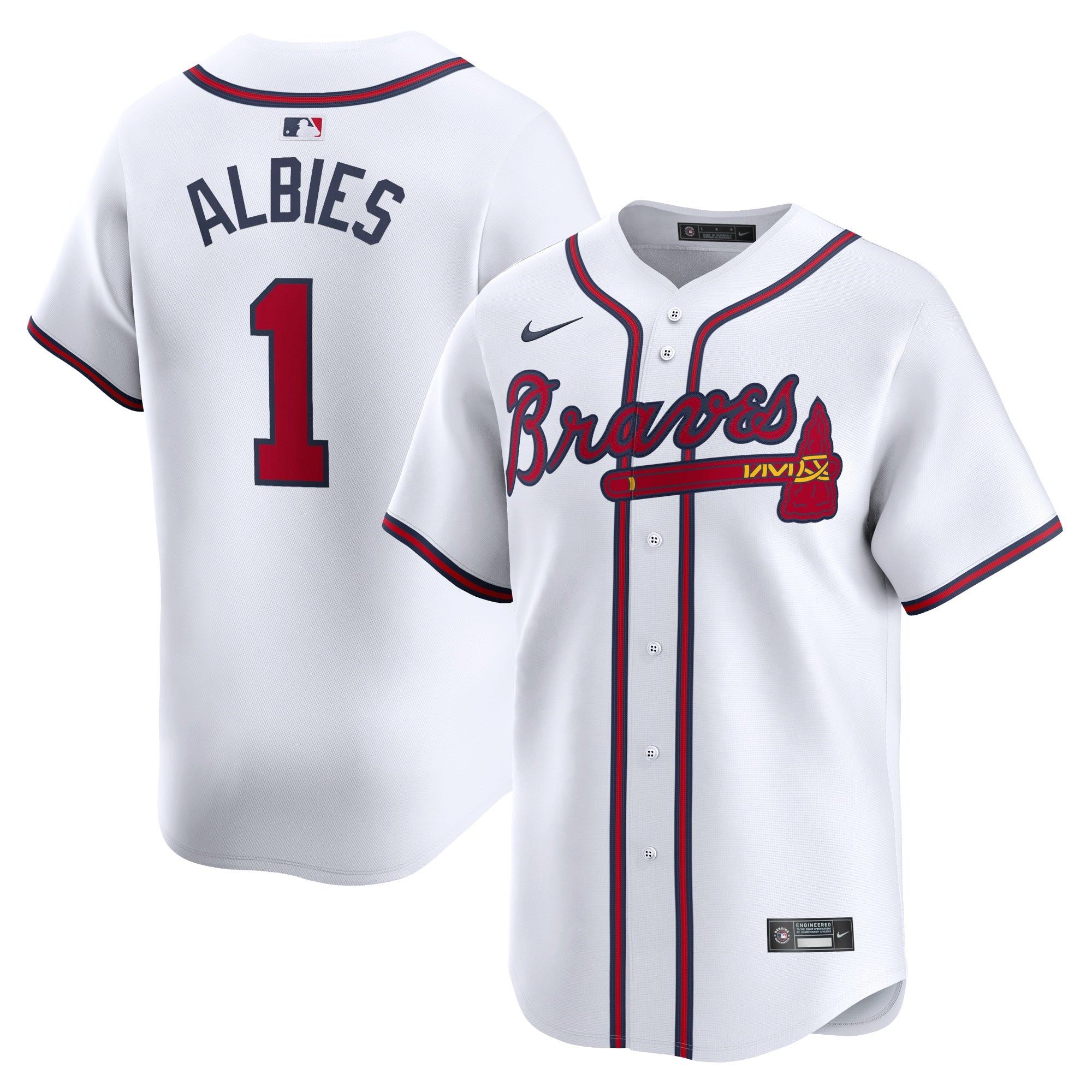 Ozzie Albies Atlanta Braves Nike Away Limited Player Jersey - Gray/White - Image 6
