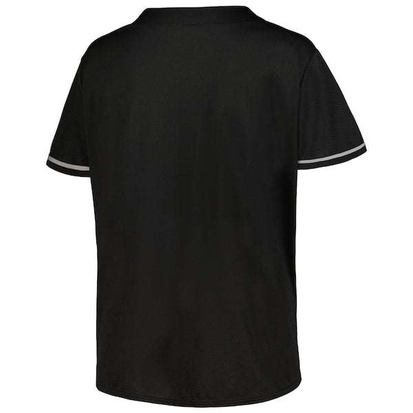 New York Yankees Women's Plus Size Pop Fashion Button-Up Jersey - Black/Navy - Image 3