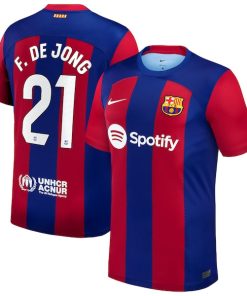 Frenkie de Jong Barcelona Nike 2023/24 Home Replica Jersey - Royal/Aqua/White