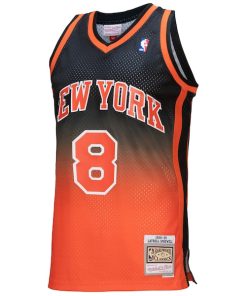 Alternative view of Latrell Sprewell New York Knicks 1998/99 Hardwood Classics Fadeaway Swingman Player Jersey - Orange/Black