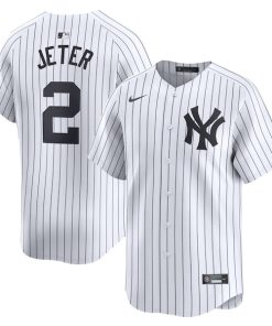 Alternative view of Derek Jeter New York Yankees Nike Home Limited Player Jersey - White/Gray