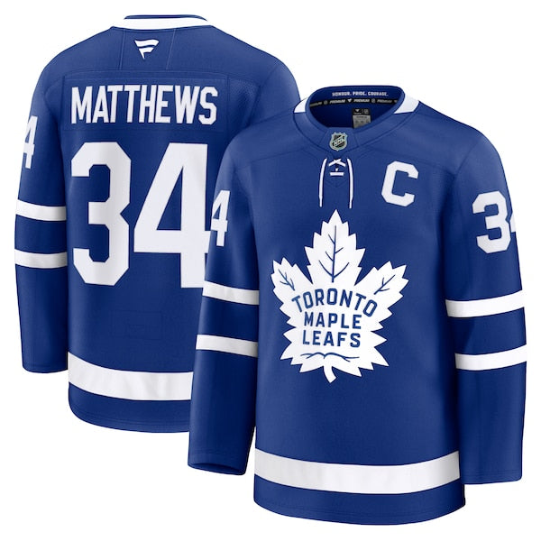 Auston Matthews Toronto Maple Leafs Captain Patch Home Premium Jersey - Blue/Black - Image 3