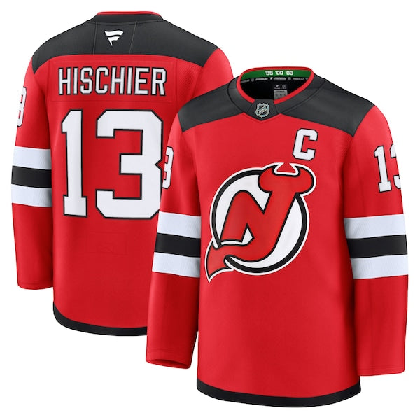 Nico Hischier New Jersey Devils Home Premium Jersey - Red/Black/White