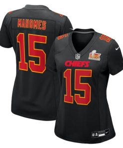 Alternative view of Patrick Mahomes Kansas City Chiefs Nike Women's Super Bowl LIX Fashion Game Jersey - Carbon Black/White
