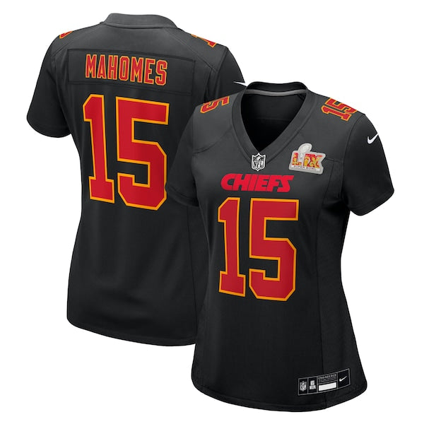 Patrick Mahomes Kansas City Chiefs Nike Women's Super Bowl LIX Fashion Game Jersey - Carbon Black/White - Image 2