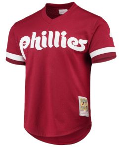Alternative view of Lenny Dykstra Philadelphia Phillies Cooperstown Collection Mesh Batting Practice Jersey - Scarlet