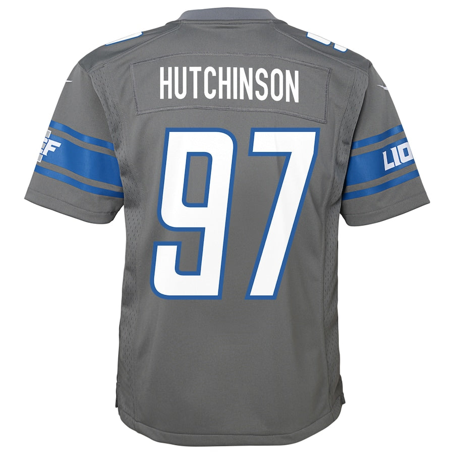 Aidan Hutchinson Detroit Lions Nike Youth Game Jersey - Steel - Image 3