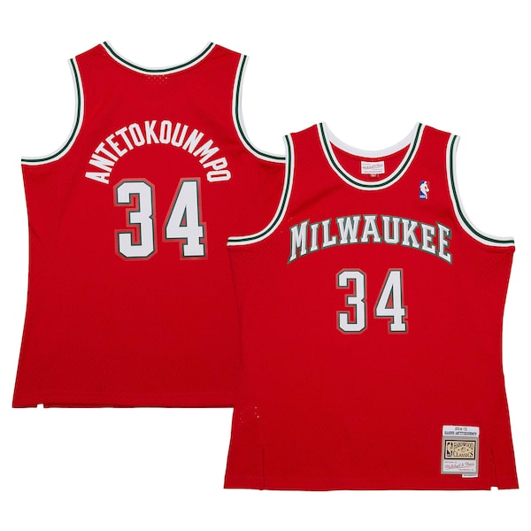 Giannis Antetokounmpo Milwaukee Bucks 2014/15 Hardwood Classics Swingman Jersey - Red - Image 3