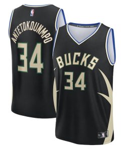 Giannis Antetokounmpo Milwaukee Bucks  Youth Fast Break Replica Player Jersey - Statement Edition - Black