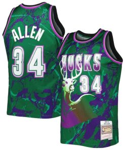 Ray Allen Milwaukee Bucks 1996/97 Hardwood Classics Marble Swingman Jersey - Green