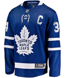 Alternative view of Auston Matthews Toronto Maple Leafs  Captain Patch Home Breakaway Player Jersey - Blue