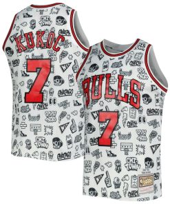 Toni Kukoc Chicago Bulls 1997/98 Hardwood Classics Doodle Swingman Jersey - White