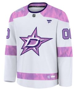 Alternative view of Dallas Stars  2024 Hockey Fights Cancer Custom Practice Jersey - White