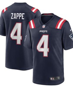 Alternative view of Bailey Zappe New England Patriots Nike Game Player Jersey - Navy/Red/White