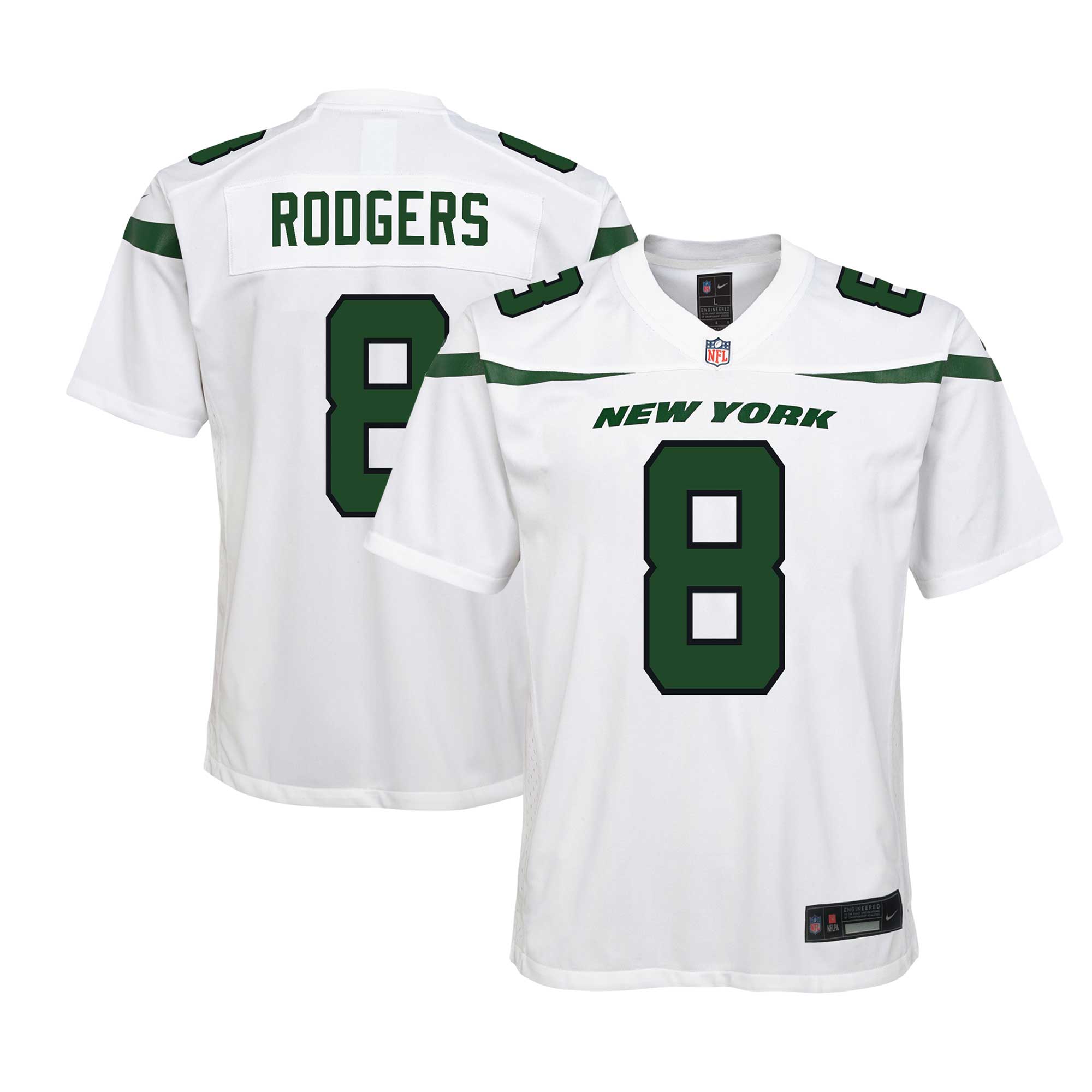 Aaron Rodgers New York Jets Nike Youth Game Jersey - Green/Black/White - Image 8