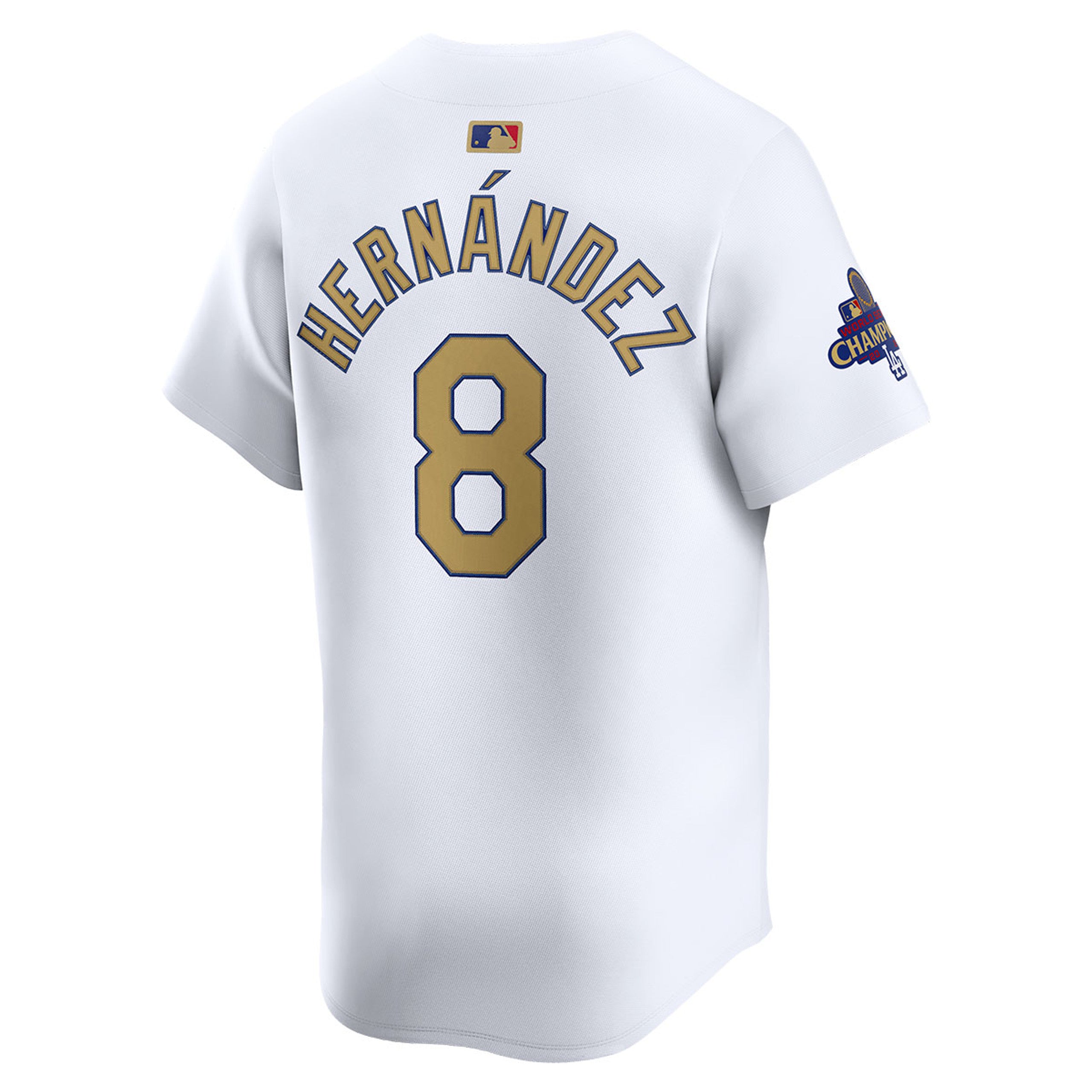 Enrique Hern¨¢ndez Los Angeles Dodgers Nike 2025 Gold World Series Champions Limited Jersey - White - Image 3