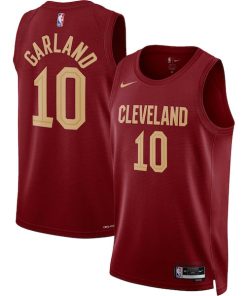 Alternative view of Darius Garland Cleveland Cavaliers Nike Unisex Swingman Jersey - Icon Edition - Wine/White