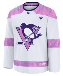 Alternative view of Pittsburgh Penguins  2024 Hockey Fights Cancer Practice Jersey - White