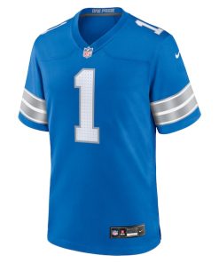 Alternative view of Number 1 Dad Detroit Lions Nike Game Jersey - Blue