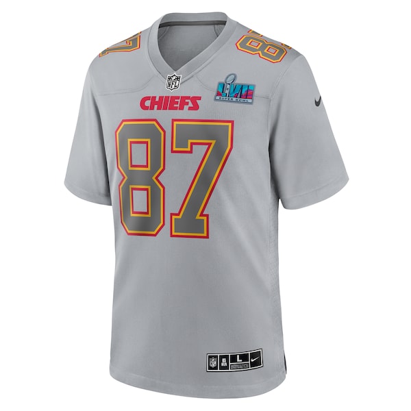 Travis Kelce Kansas City Chiefs Nike Super Bowl LVII Patch Atmosphere Fashion Game Jersey - Gray - Image 2
