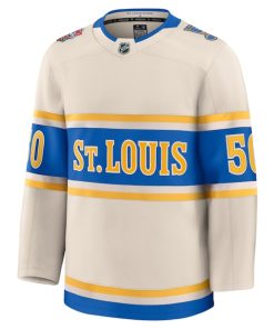 Alternative view of Jordan Binnington St. Louis Blues  2025 NHL Winter Classic Premium Player Jersey - Cream