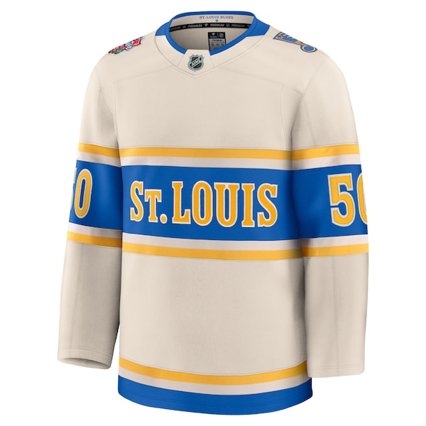 Jordan Binnington St. Louis Blues 2025 NHL Winter Classic Premium Player Jersey - Cream - Image 2