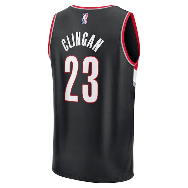 Donovan Clingan Portland Trail Blazers 2024 NBA Draft Fast Break Player Jersey - Icon Edition - Black - Image 3