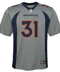 Alternative view of Justin Simmons Denver Broncos Nike Youth Inverted Game Jersey - Gray